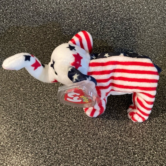 NWT Vintage “Righty 2000” Beanie Baby.Date of birth 7/4/2000. Plastic tag holder - Picture 1 of 16